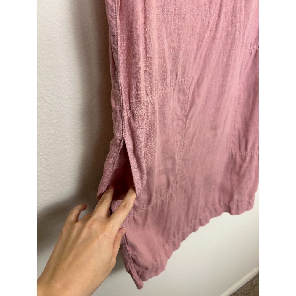 C&C California Dress Women's‎ 12 Pink 100% Linen Tank Summer Beachy Pockets - Picture 6 of 9
